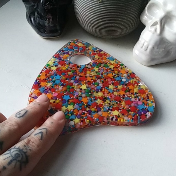 Handmade Rainbow Sprinkles Resin Ouija Planchette - Picture 7 of 11